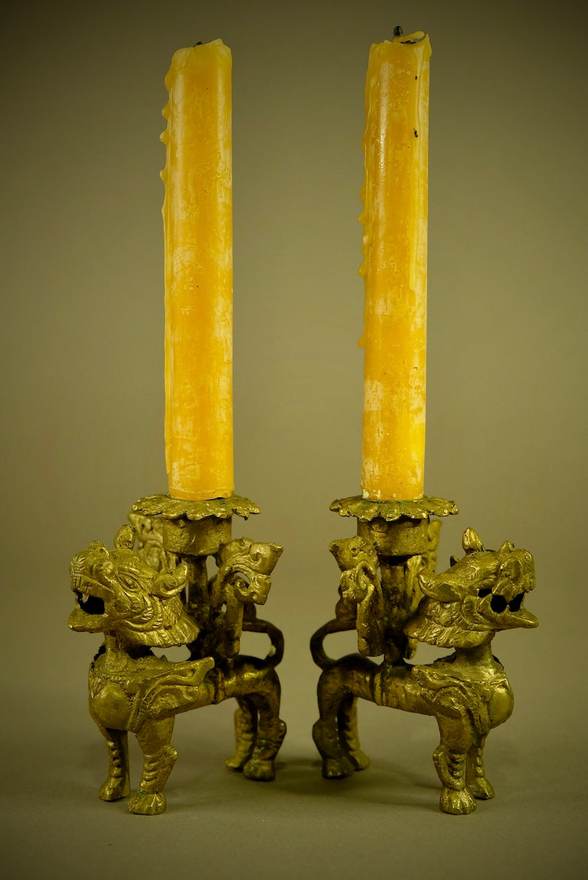 Nepalese Foo Dog Candle Holders
